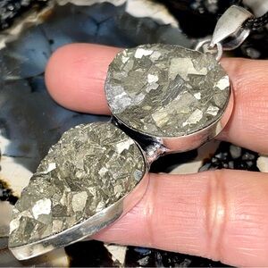 “Fools Gold” Drusy Pyrite Pendant 2 7/8”